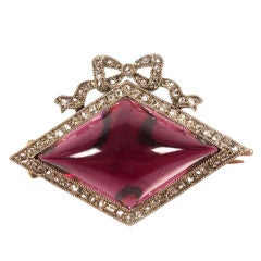 Antique FABERGE Garnet and Diamond Brooch by August Holmstrom