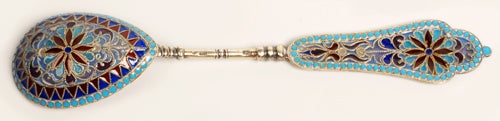 GUSTAV KLINGERT Plique-a-Jour and Cloisonne Enamel Spoon