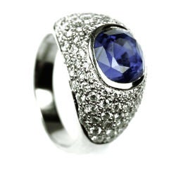 Platinum Pave
 Diamond and Sapphire Dome Ring