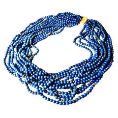 Lapis and Gold Multi-strand Necklace