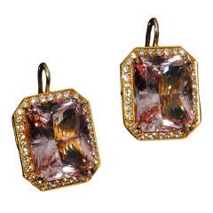 Pink Morganite and Diamond Earrings