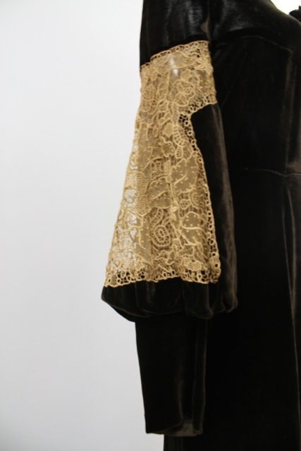 1930's Chocolate Silk  Velvet Tea Evening Dress 3
