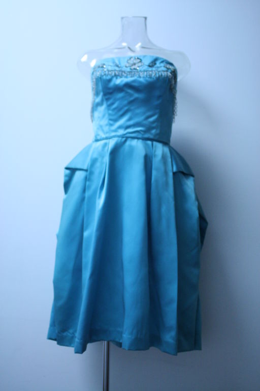 Will Steinman For Mary Carter Turquoise Strapless Cocktail Dress