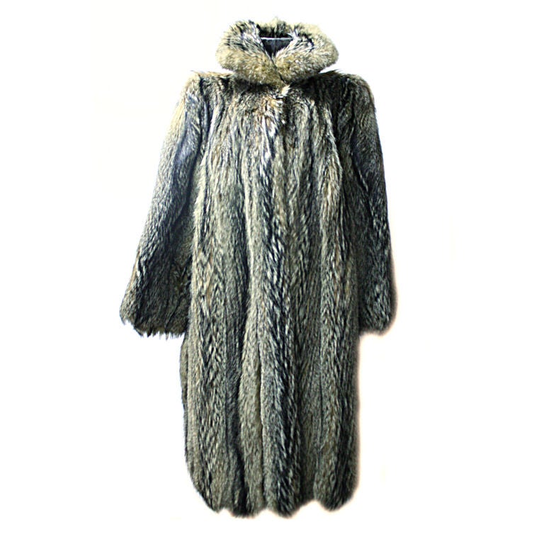 Canadian Coyote Full Length Vintage Fur Coat For Sale at 1stDibs