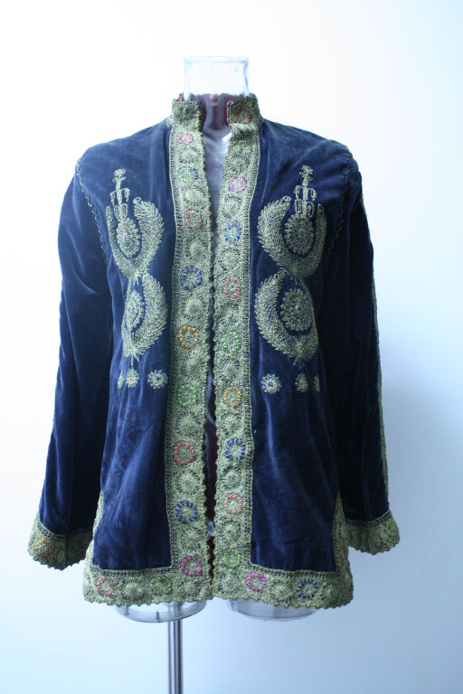 Edwardian Arts and Crafts Jacket Navy Blue Imperial Jacket For Sale at ...