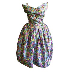 Vintage Suzy Perette Monet Impressionist Style Print Dress
