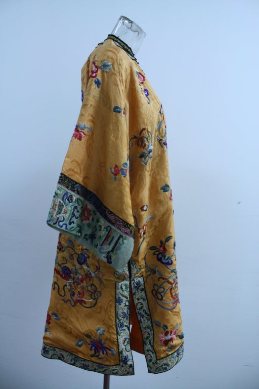 Women's 1940's Hand-Sewn Silk  Vegetable Dyed Chinese Robe
