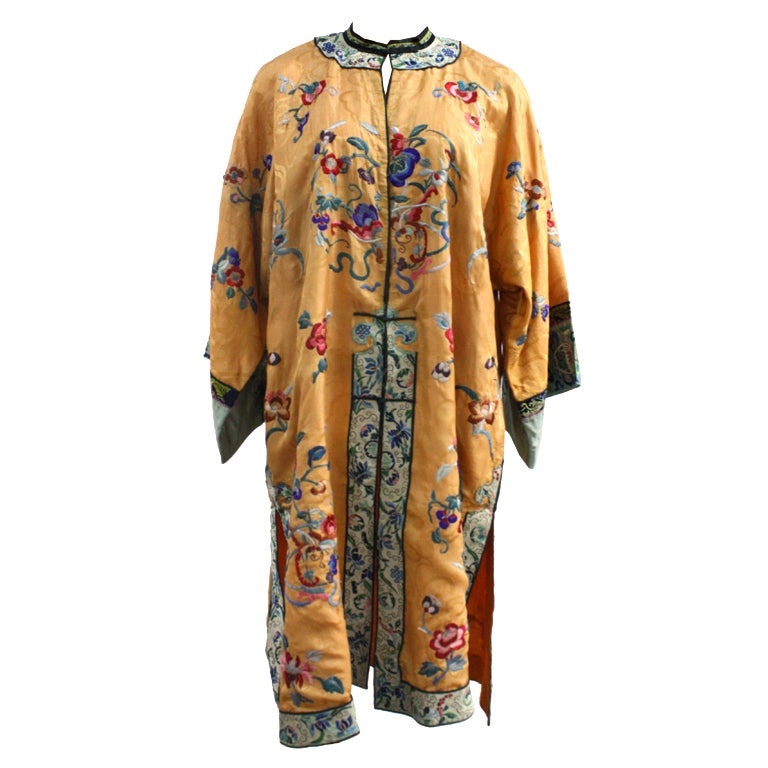 1940's Hand-Sewn Silk  Vegetable Dyed Chinese Robe