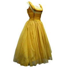 1950's Chiffon Butter Cream Party Dress