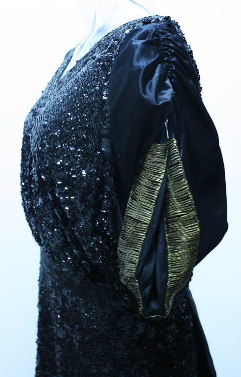 Edwardian Gold Dipped Sequin Trained Gown For Sale at 1stDibs
