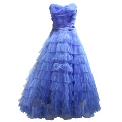 1950's Periwinkle Blue Debutante Prom Dress