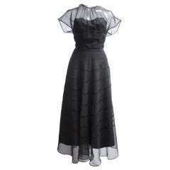 Late 40's Sheer  Black Cocktail Dress