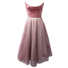 Vintage 1950's Red Gingham Candy Striped Gown