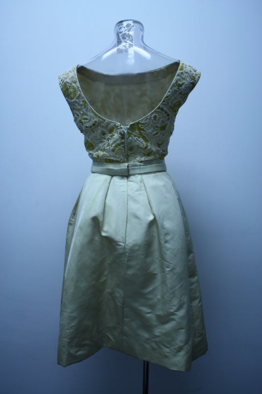 Lemon Cream 1960's Brocade Sheath Dress 2