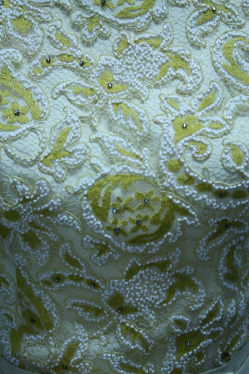 Lemon Cream 1960's Brocade Sheath Dress 3