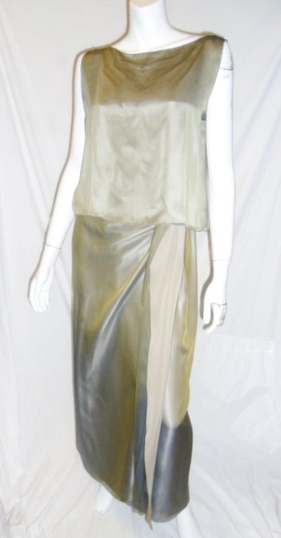 Women's Zoran Silk Chiffon Top and maxi wrap skirt ensemble