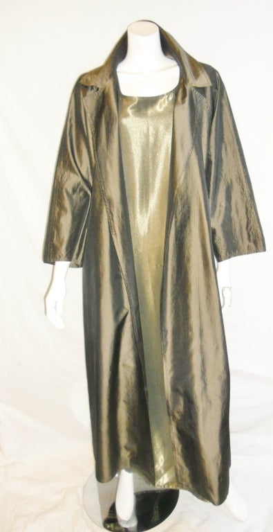 Zoran long  silk coat and maxi dress ensamble 1