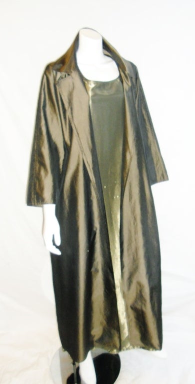 Zoran long  silk coat and maxi dress ensamble 2