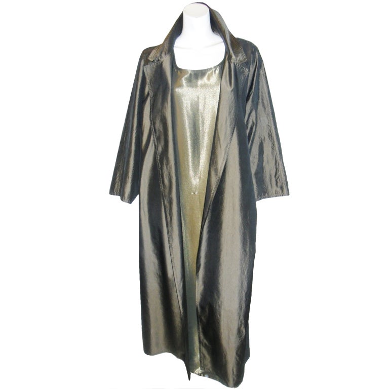 Zoran long  silk coat and maxi dress ensamble
