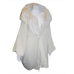 Zoran Summer Silk Ivory hooded reversible jacket