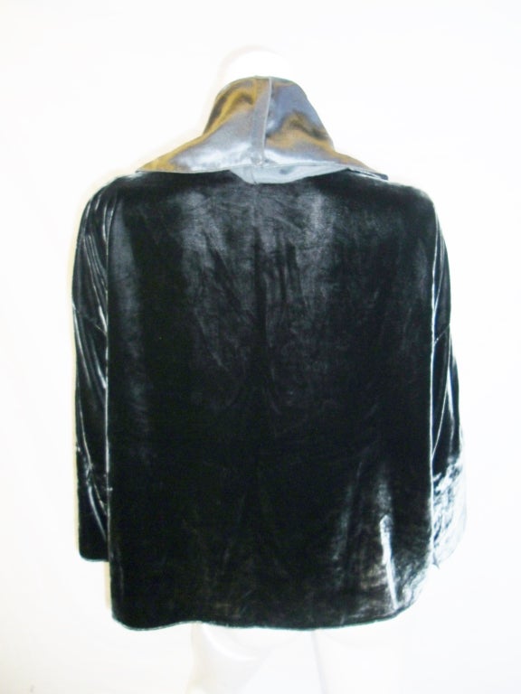 Zoran top Gunmetal crushed velvet and liquid silk For Sale 1