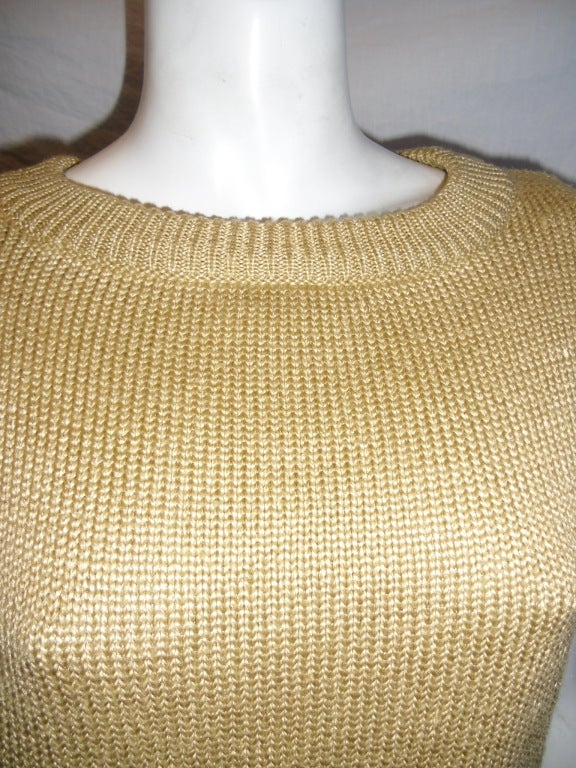 Gold Zoran short sleeves gold silk knit sweater top For Sale