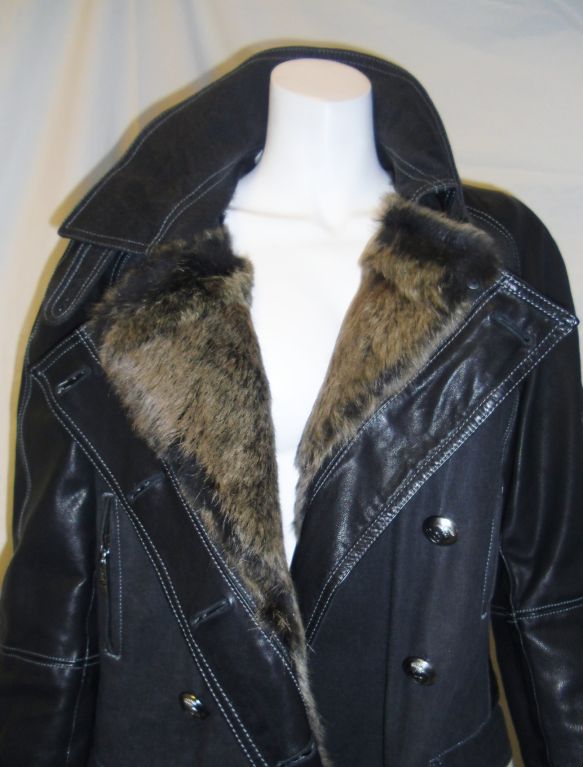 Dior  Lambskin Leather Coat with Fur Lining 3