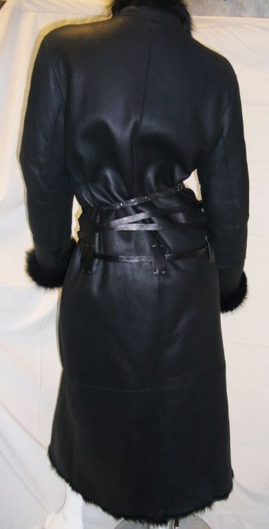 Tom Ford for Gucci Black Spectacular Shearling Coat Coll 2003 2