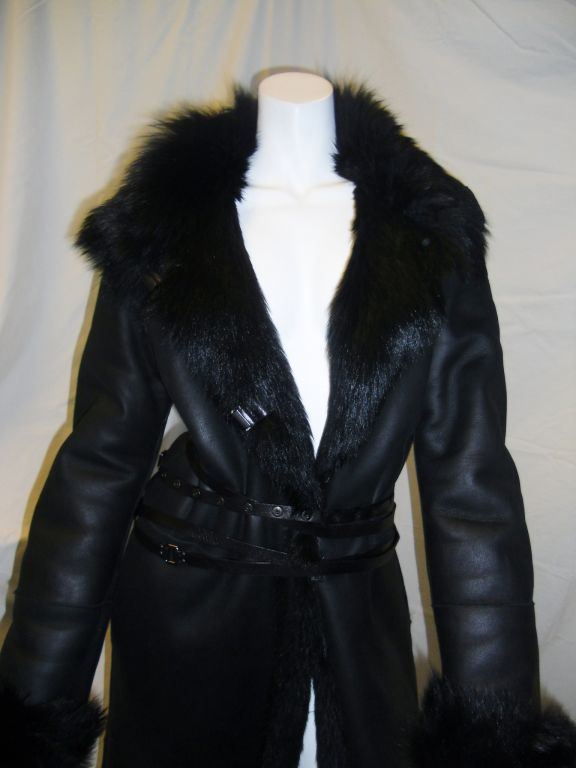 Tom Ford for Gucci Black Spectacular Shearling Coat Coll 2003 4