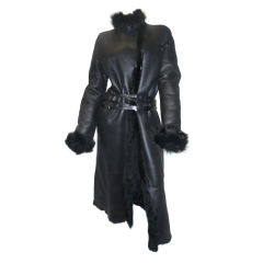 Tom Ford for Gucci Black Spectacular Shearling Coat Coll 2003