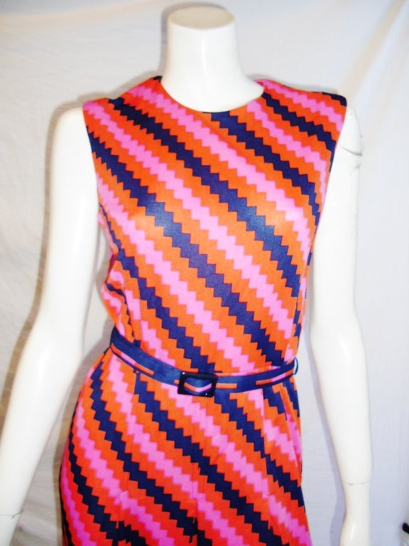 Hanae Mori Vintage sleevless belted day dress 1970 For Sale 1