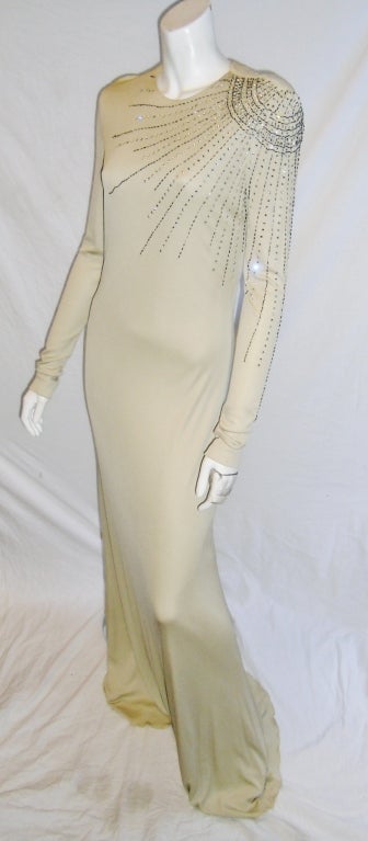 Women's Mollie Parnis Boutique Beautiful Crystal embellished gown 1970's