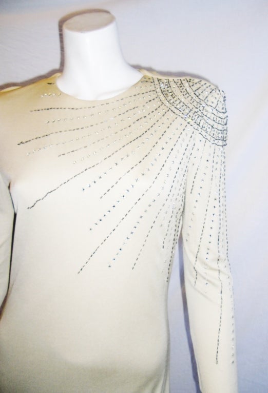 Mollie Parnis Boutique Beautiful Crystal embellished gown 1970's 2