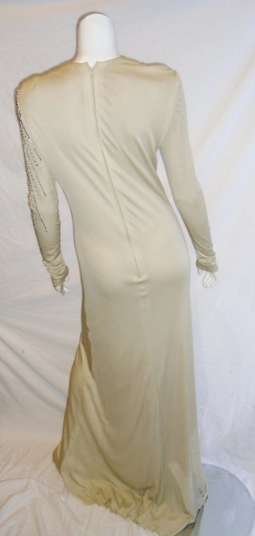 Mollie Parnis Boutique Beautiful Crystal embellished gown 1970's 6