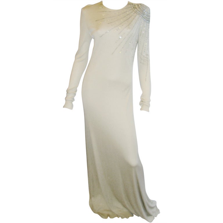 Mollie Parnis Boutique Beautiful Crystal embellished gown 1970's