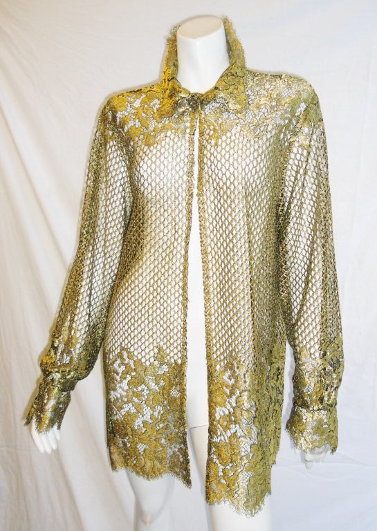 Bill Blass Metal  Gold Lace Jacket