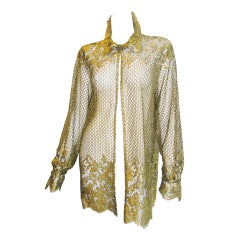 Bill Blass Metal  Gold Lace Jacket