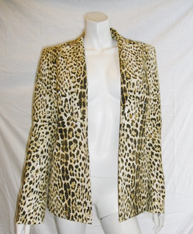 Roberto Cavalli leopard print gold stud blazer