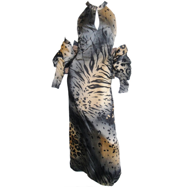 Pauline Trigere  Animal print Gown and Bolero 1970 For Sale