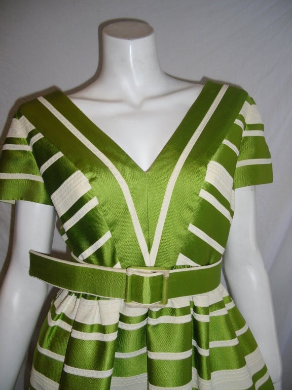 Women's Ferdinando Sarmi  Silk striped  dress 1960's