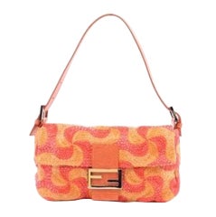 Vintage Fendi Orange Beaded Baquette Flap