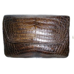 Donna Elissa Chocolate brown Crocodile  cross body/ clutch bag