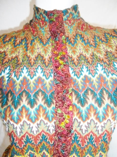 Tottaly rare and fun! Koos knit zig zag high collar top . Multi color . Front rushed pice . Pristine condition without any signs of ware. LOVE IT! size 4 but a lot of space due to nature of fabric