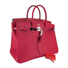 Red Hermes Rouge Togo Leather Birkin Bag Size 30 Silver Hardware