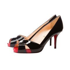 Christian Louboutin Black Patent Leather Shelley Shoe Size 39.5