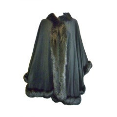 Vintage Yves Saint Laurent Cashmere cape with sable trim