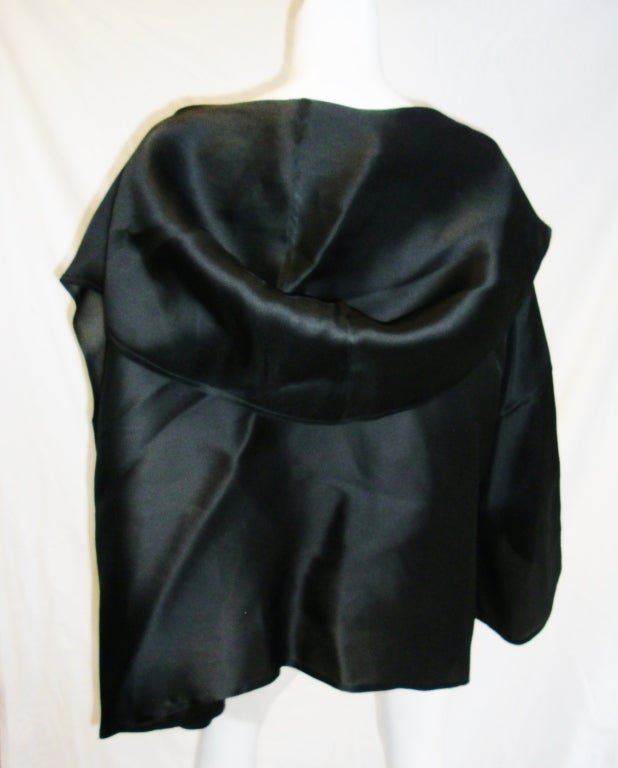 Zoran Black Horsehair silk oversized Hooded jacket at 1stDibs