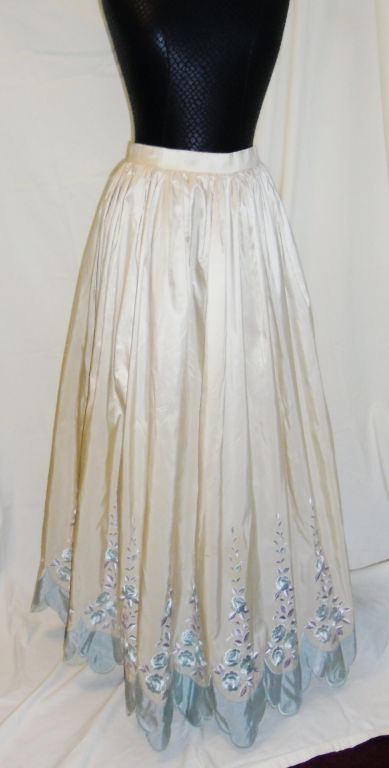 Vintage Oscar De la Renta Embroidered silk Ball Gown skirt For Sale at ...
