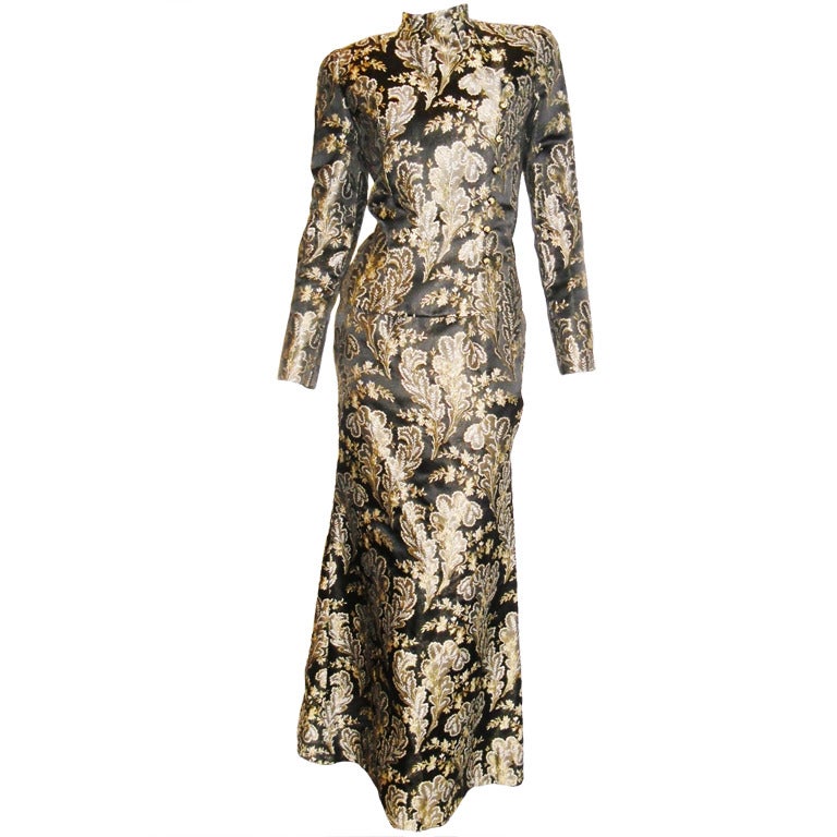 Pierre Balmain Asian inspired brocade ensemble/gown 1960's