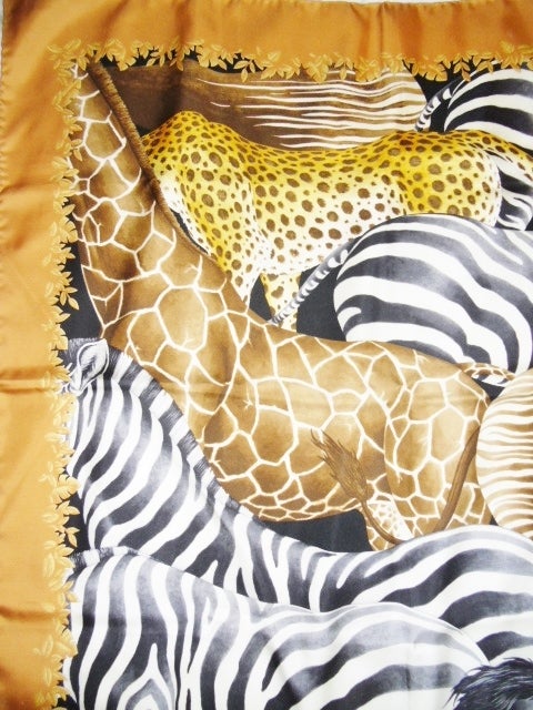 Savatore Ferragamo Animal kingdom silk scarf In Excellent Condition For Sale In New York, NY